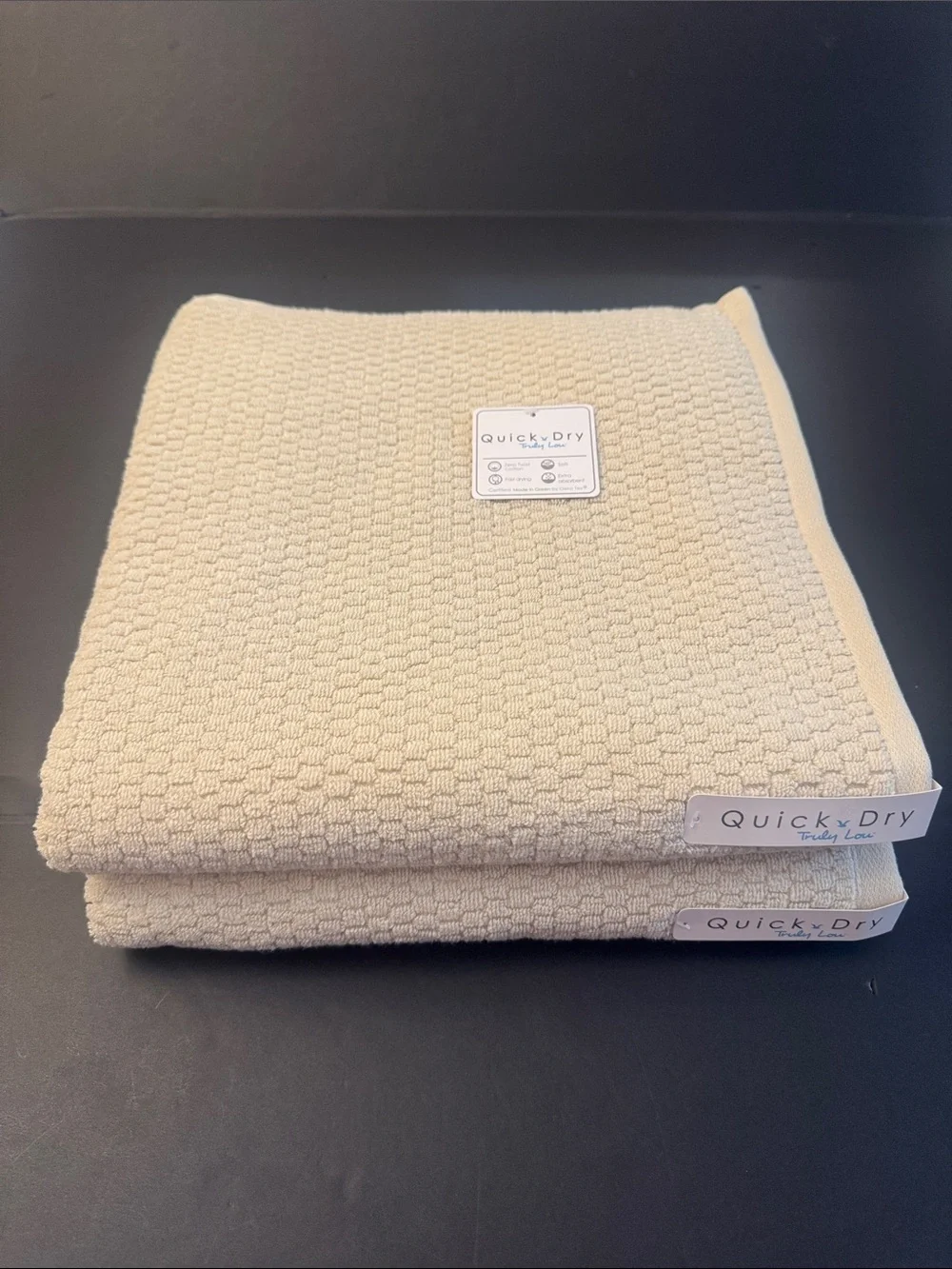 8pc TRULY LOU Quick Dry Zero Twist Cotton Bath Towel Set - Birch - Bone